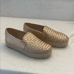 Sam Edelman Metallic Woven Espadrille Slip-On - Rose Gold